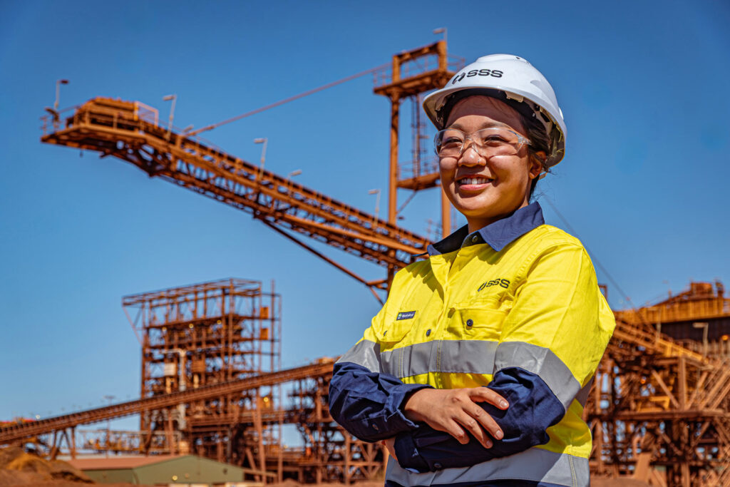 Worker in open air mine